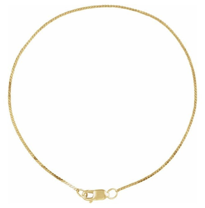 14K Yellow Gold Or Sterling Silver 0.9 Mm Lobster Clasp Polished Serpentine Flat Chain