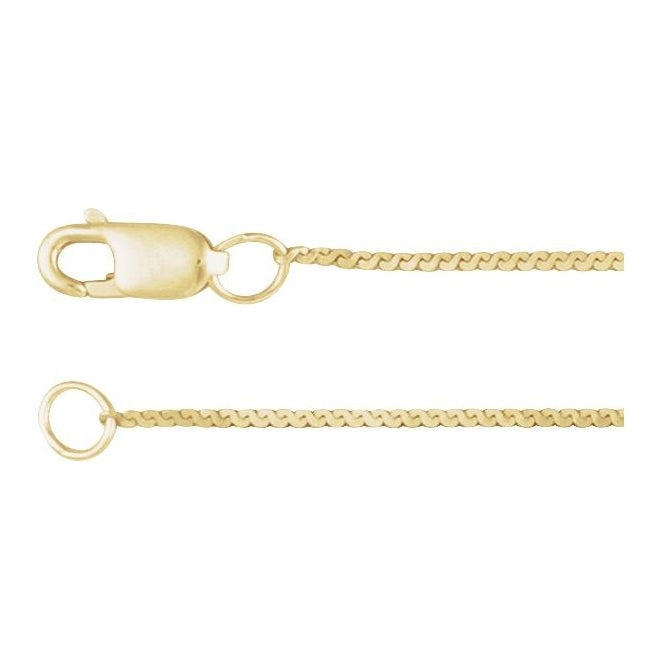 14K Yellow Gold Or Sterling Silver 0.9 Mm Lobster Clasp Polished Serpentine Flat Chain