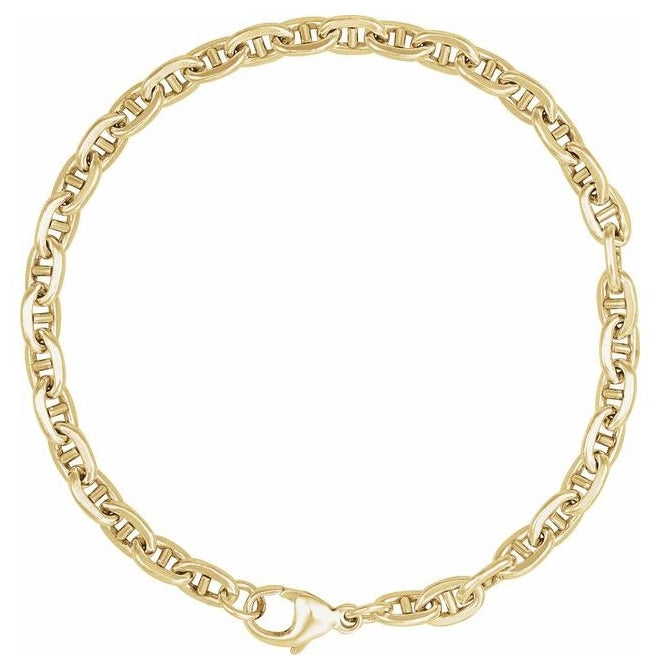 14K Yellow Gold-Filled Or Sterling Silver 4.5 Mm 7 In Lobster Clasp Polished Curbed Anchor Chain