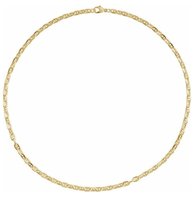 14K Yellow Gold-Filled Or Sterling Silver 4.5 Mm Lobster Clasp Polished Curbed Anchor Chain