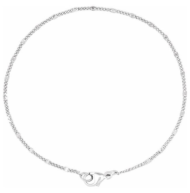 Sterling Silver  1.15 Mm 7 In Polished Dapped Diamond-Cut Curb With Lobster Clasp
