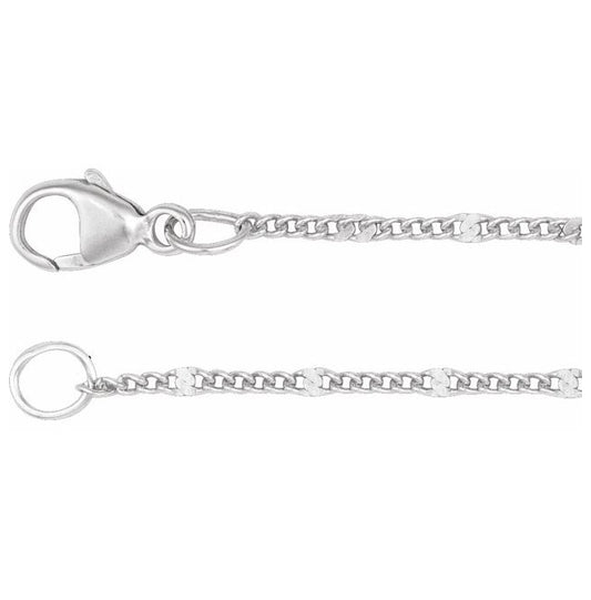 Sterling Silver  1.15 Mm 7 In Polished Dapped Diamond-Cut Curb With Lobster Clasp