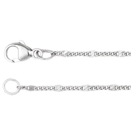 Sterling Silver 1.15 Mm Polished Dapped Diamond-Cut Curb With Lobster Clasp