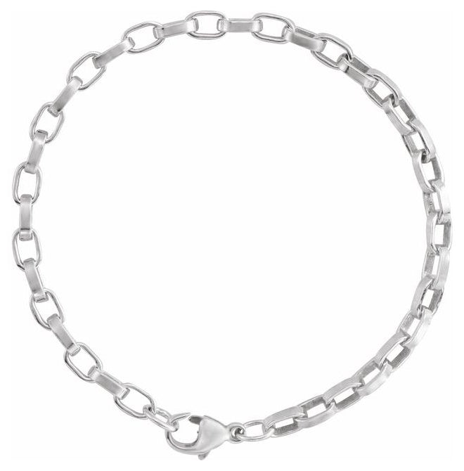 14K Yellow Gold-Filled Or Sterling Silver 4.08 Mm 7 In Polished Rectangular Oval Rolo Chain With Lobster Clasp