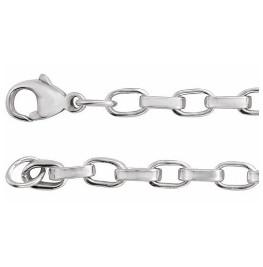 14K Yellow Gold-Filled Or Sterling Silver 4.08 Mm Polished Rectangular Oval Rolo Chain With Lobster Clasp