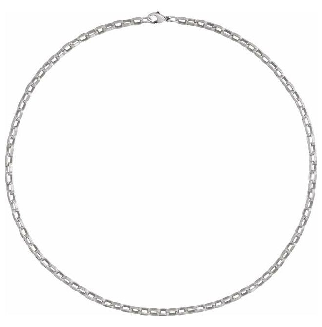 14K Yellow Gold-Filled Or Sterling Silver 4.08 Mm Polished Rectangular Oval Rolo Chain With Lobster Clasp