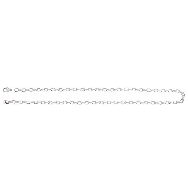 14K Yellow Gold-Filled Or Sterling Silver 4.08 Mm Polished Rectangular Oval Rolo Chain With Lobster Clasp