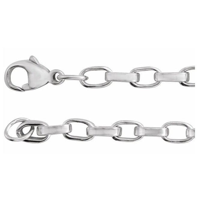 14K Yellow Gold-Filled Or Sterling Silver 4.08 Mm Polished Rectangular Oval Rolo Chain With Lobster Clasp