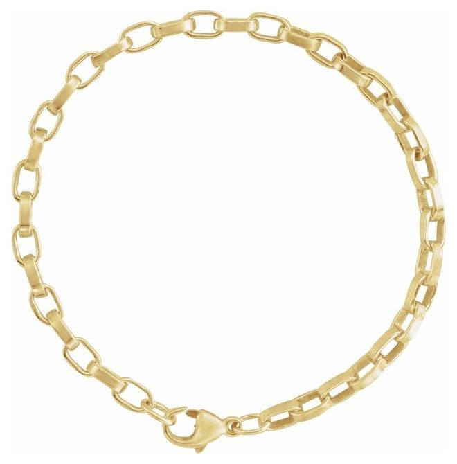 14K Yellow Gold-Filled Or Sterling Silver 4.08 Mm 7 In Polished Rectangular Oval Rolo Chain With Lobster Clasp