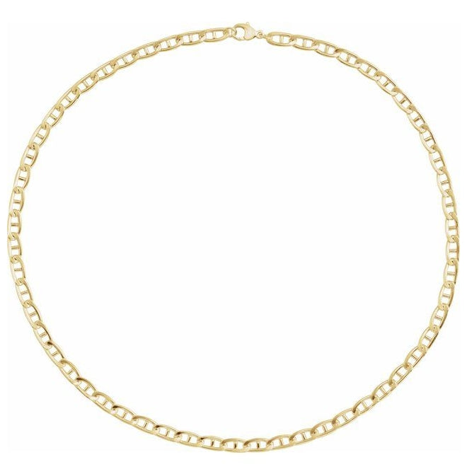 14K Yellow Gold-Filled Or Sterling Silver 5.15 Mm Polished Flat Anchor Link Chain With Lobster Clasp