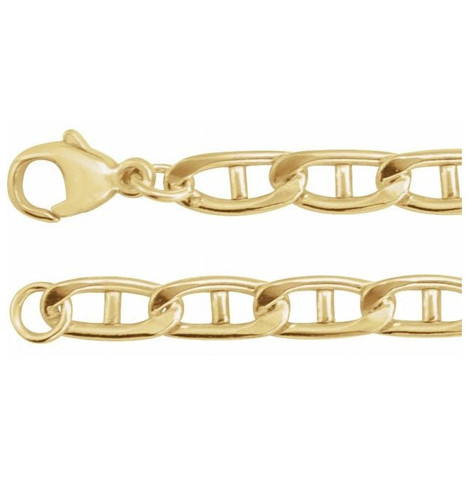 14K Yellow Gold-Filled Or Sterling Silver 5.15 Mm Polished Flat Anchor Link Chain With Lobster Clasp