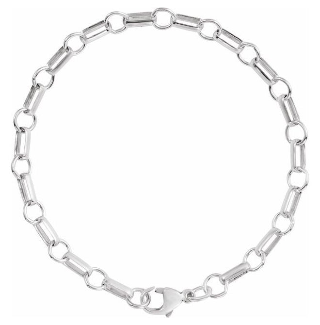 14K Yellow Gold Or Sterling Silver 5.3 Mm 7 In Lobster Clasp Polished Paperclip And Round Link Chain