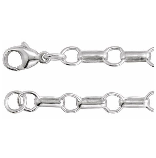 14K Yellow Gold Or Sterling Silver 5.3 Mm 7 In Lobster Clasp Polished Paperclip And Round Link Chain