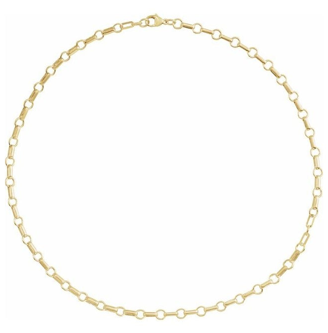 14K Yellow Gold Or Gold-Filled Or Sterling Silver 5.3 Mm Lobster Clasp Polished Paperclip And Round Link Chain