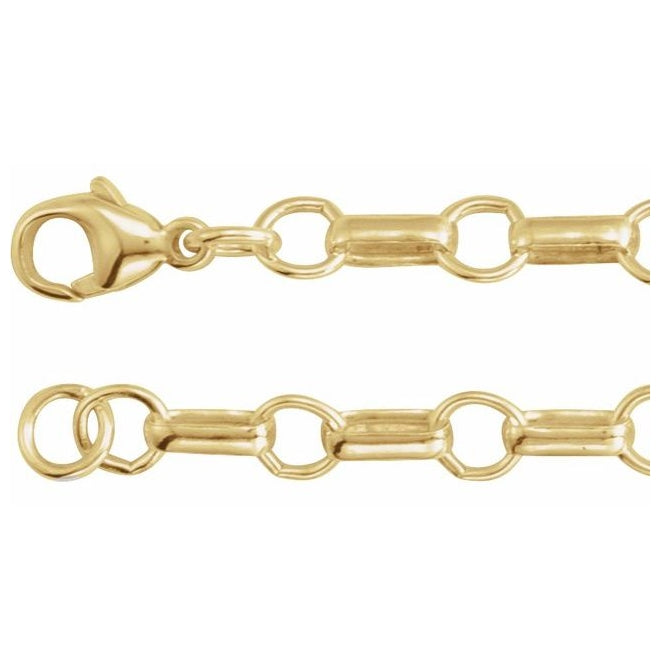 14K Yellow Gold Or Gold-Filled Or Sterling Silver 5.3 Mm Lobster Clasp Polished Paperclip And Round Link Chain