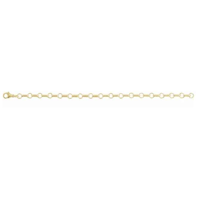 14K Yellow Gold Or Sterling Silver 5.3 Mm 7 In Lobster Clasp Polished Paperclip And Round Link Chain