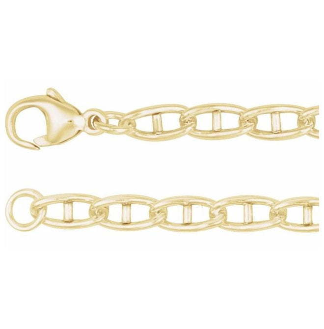 14K Yellow Gold-Filled Or Sterling Silver 3.8 Mm Polished Anchor Link Chain With Lobster Clasp