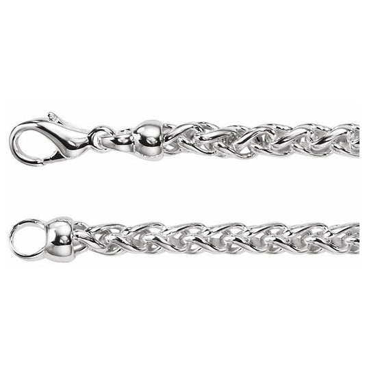 Sterling Silver 4 Mm 8 In Polished Solid Wheat Chain With Lobster Clasp