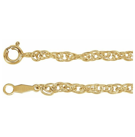 14K Yellow Gold-Filled 2.5 Mm Polished 7 In Rope Chain With Spring Ring