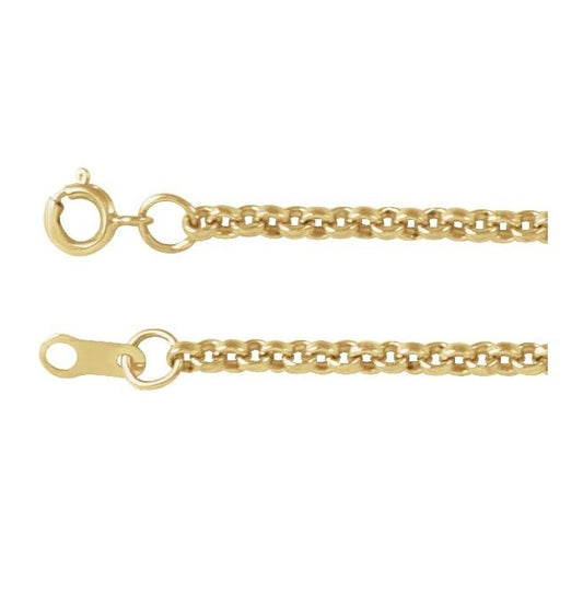 14K Yellow Or White Or Rose Gold Or Gold-Filled 2 Mm Spring Ring Polished Rolo Chain
