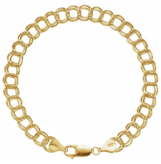 14K Yellow Gold-Filled 7 Mm Polished Curb Charm Bracelet With Lobster Clasp