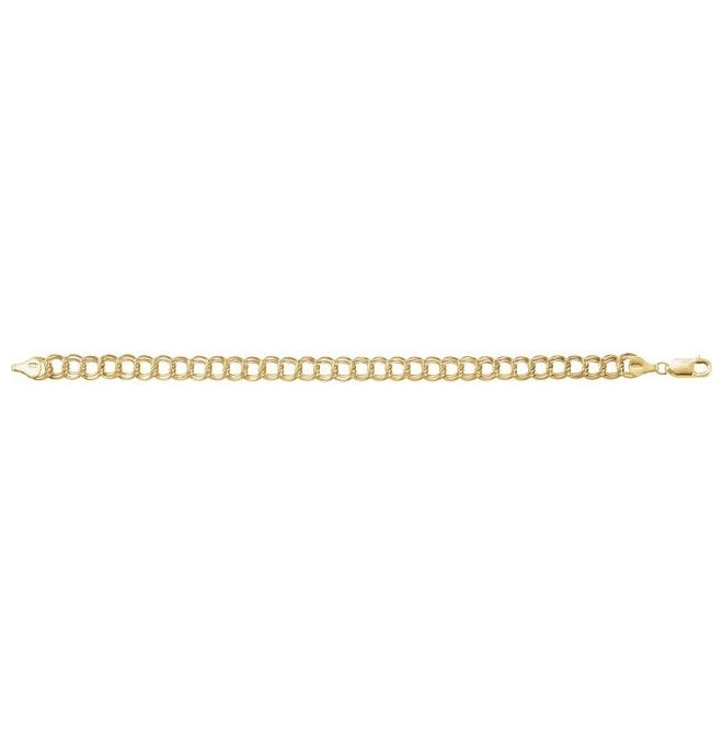 14K Yellow Gold-Filled 7 Mm Polished Curb Charm Bracelet With Lobster Clasp
