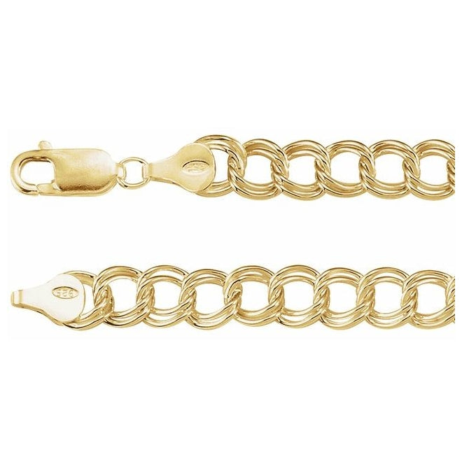 14K Yellow Gold-Filled 7 Mm Polished Curb Charm Bracelet With Lobster Clasp
