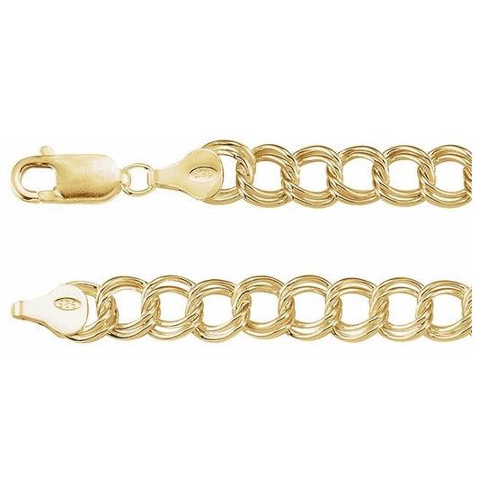 14K Yellow Gold-Filled 7 Mm Polished Curb Charm Bracelet With Lobster Clasp