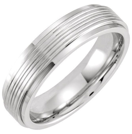 Cobalt 6 mm Flat Stepped Edge Grooved Band Size 8.5