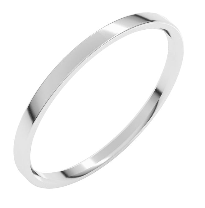 14K Yellow Or White Or Rose Gold Or Sterling Silver Or Platinum Ultra-Lightweight Comfort-Fit Flat Band