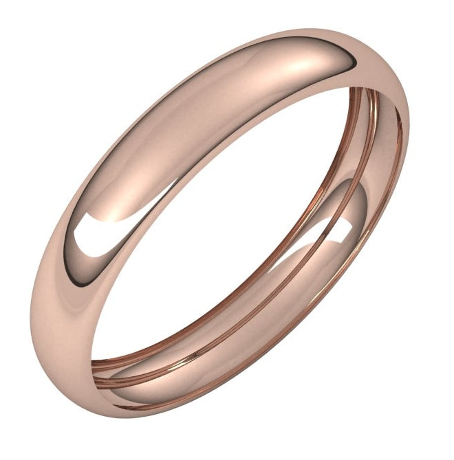 14K Yellow Or Rose Gold Half Round Band