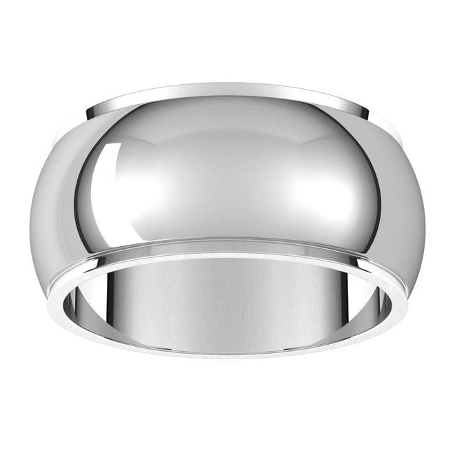 14K Yellow Or White Gold 9 mm Stepped-Edge Half Round Band