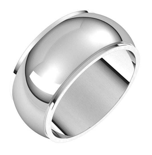 14K Yellow Or White Gold 9 mm Stepped-Edge Half Round Band