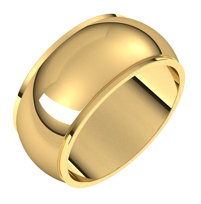14K Yellow Or White Gold 9 mm Stepped-Edge Half Round Band