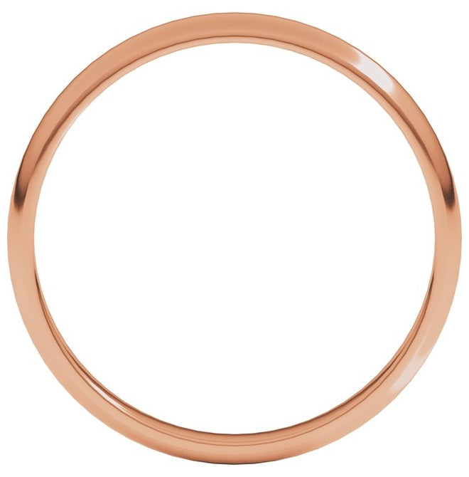 14K Yellow Or White Or Rose Gold Or Sterling Silver Or Platinum Or Palladium Lightweight Half Round Band