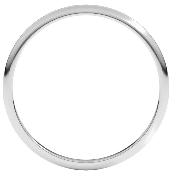 14K Yellow Or White Or Rose Gold Or Sterling Silver Or Platinum Or Palladium Lightweight Half Round Band