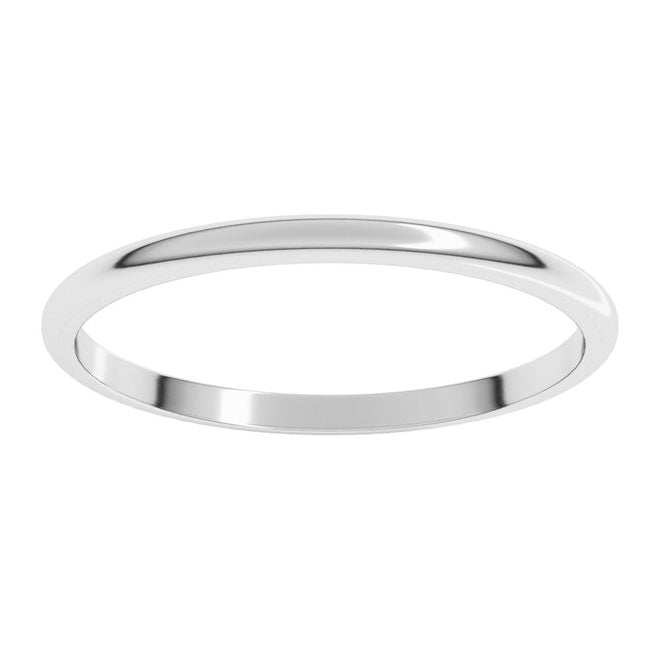 14K Yellow Or White Or Rose Gold Or Sterling Silver Or Platinum Or Palladium Lightweight Half Round Band