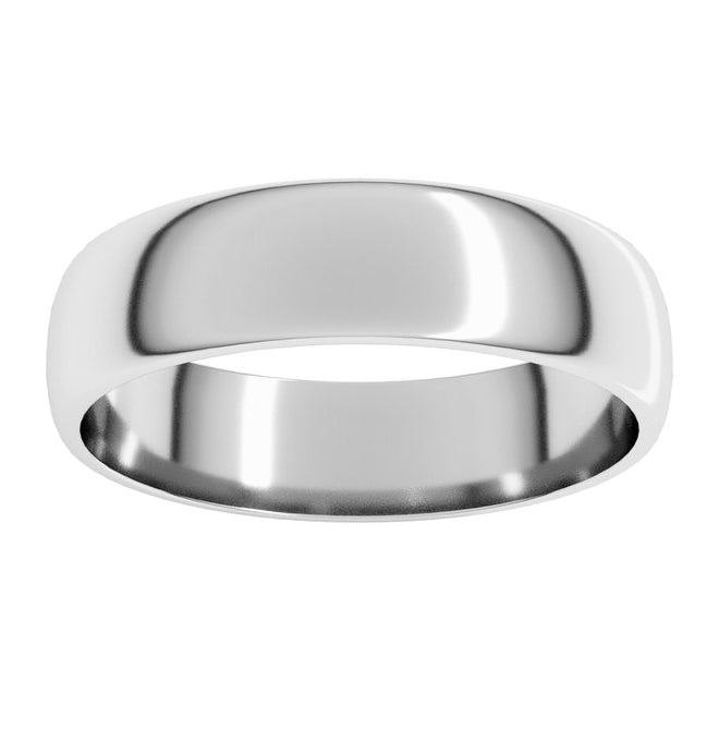 14K Yellow Or White Or Rose Gold Or Sterling Silver Or Platinum Or Palladium Lightweight Half Round Band