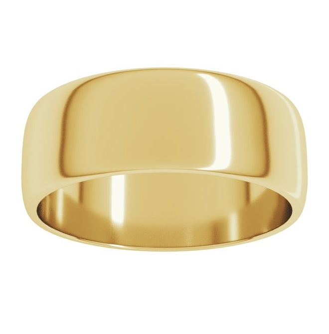 10K Yellow Or White Gold Lightweight Half Round Band
