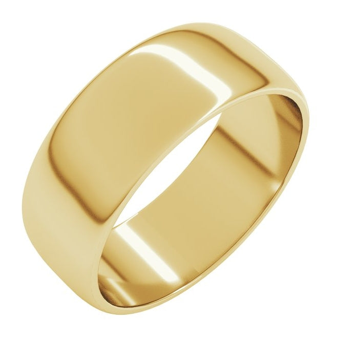 10K Yellow Or White Gold Lightweight Half Round Band