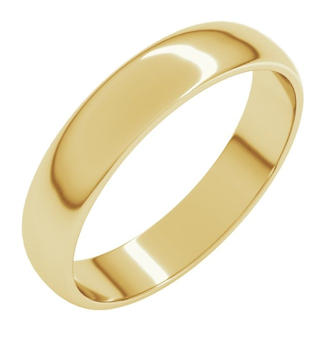 18K Yellow Gold 4 mm Lightweight Half Round Band Size 12