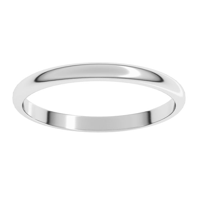 14K Yellow Or White Or Rose Gold Or Sterling Silver Or Platinum Or Palladium Lightweight Half Round Band