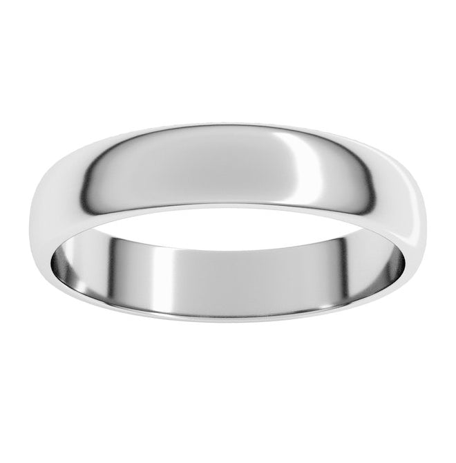 14K Yellow Or White Or Rose Gold Or Sterling Silver Or Platinum Or Palladium Lightweight Half Round Band