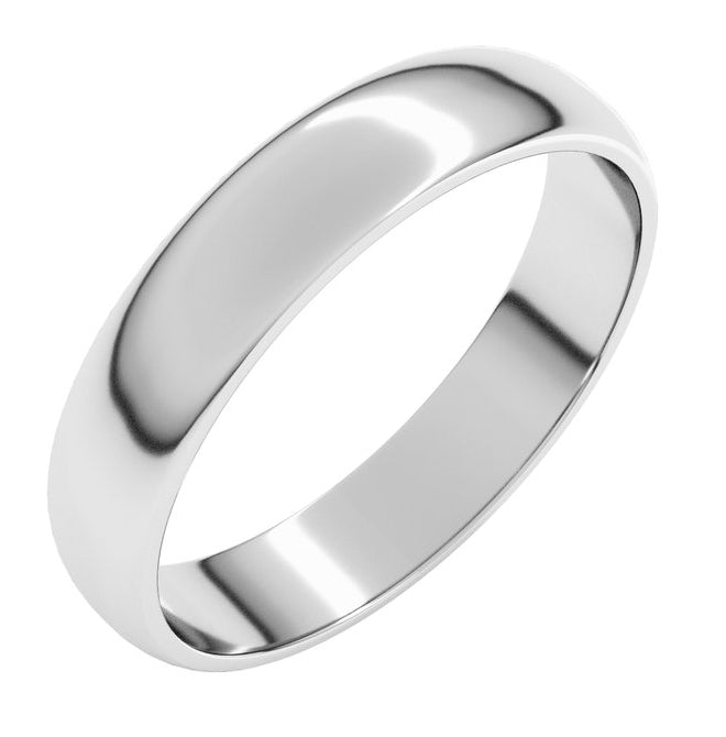14K Yellow Or White Or Rose Gold Or Sterling Silver Or Platinum Or Palladium Lightweight Half Round Band