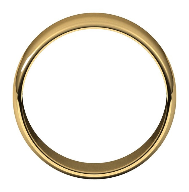 14K Yellow Or White Or Rose Gold Or Sterling Silver Or Platinum Or Palladium Lightweight Half Round Band