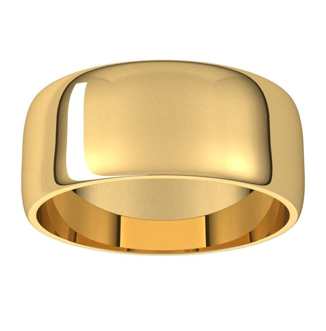 14K Yellow Or White Or Rose Gold Or Sterling Silver Or Platinum Or Palladium Lightweight Half Round Band