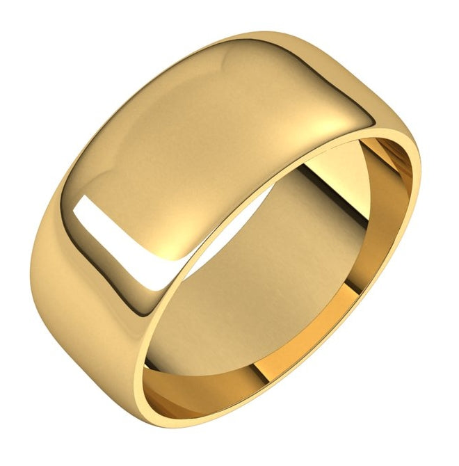 14K Yellow Or White Or Rose Gold Or Sterling Silver Or Platinum Or Palladium Lightweight Half Round Band