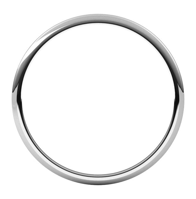 14K Yellow Or White Or Rose Gold Or Sterling Silver Or Platinum Or Palladium Lightweight Half Round Band