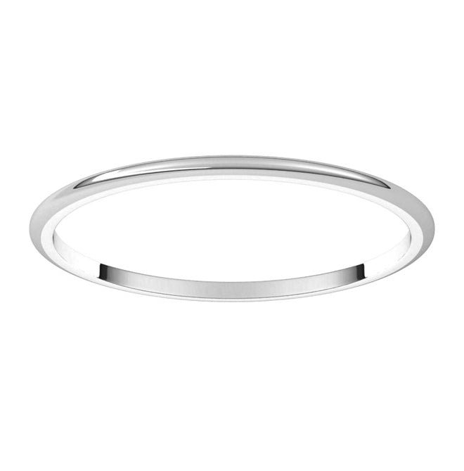 14K Yellow Or White Or Rose Gold Or Sterling Silver Or Platinum Or Palladium Lightweight Half Round Band