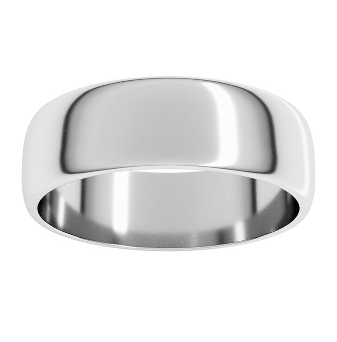 14K Yellow Or White Or Rose Gold Or Sterling Silver Or Platinum Or Palladium Lightweight Half Round Band